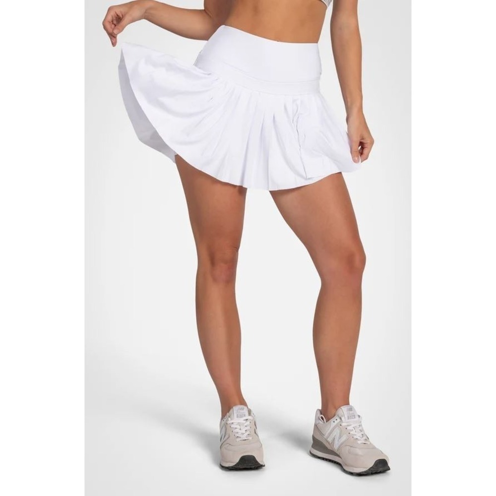 Kyodan Women's Power Pleat Logo Moisture Wicking Skort in White XSmall
